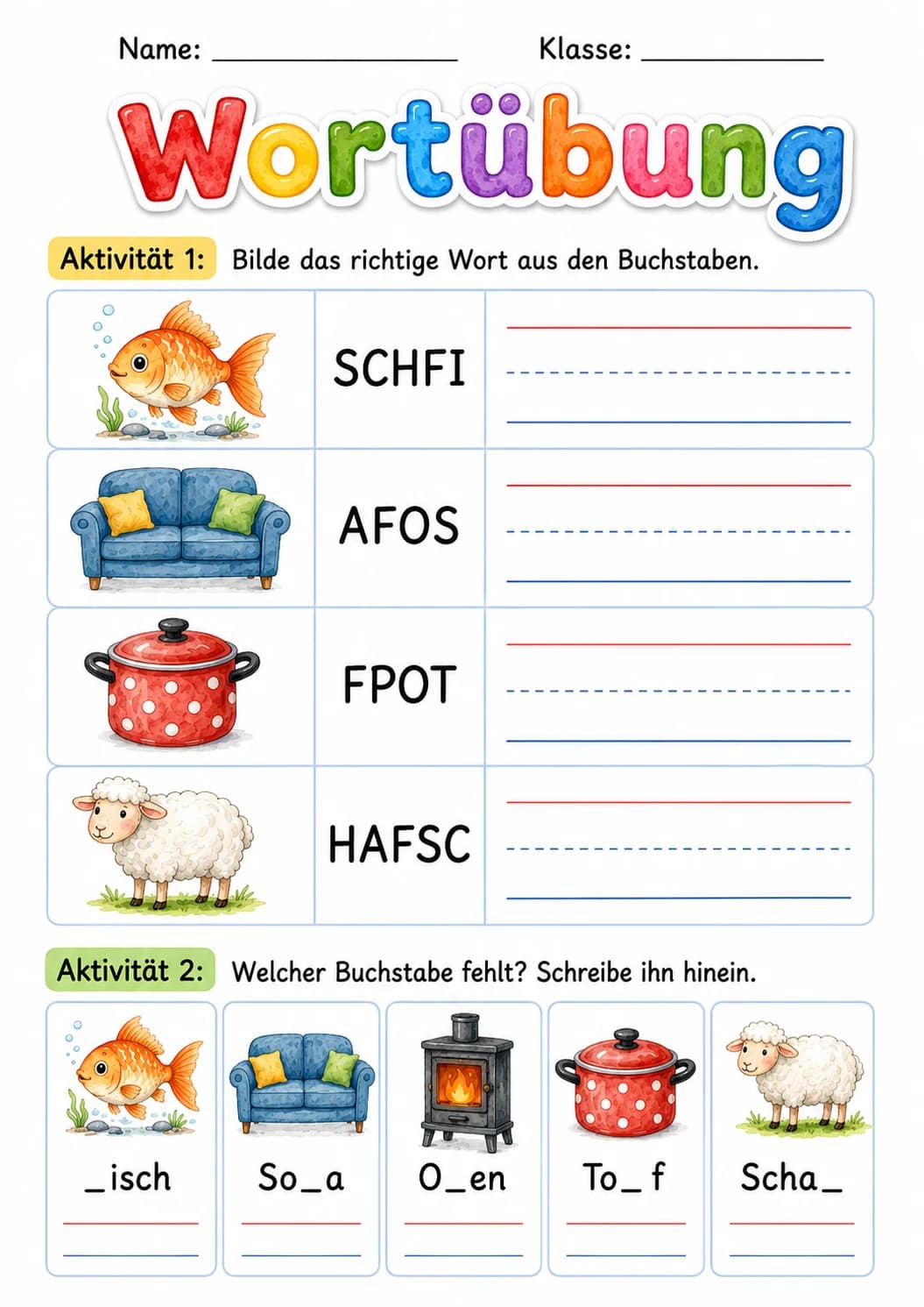 German Letter F Phonics Worksheets Pack page 6 printable worksheet preview