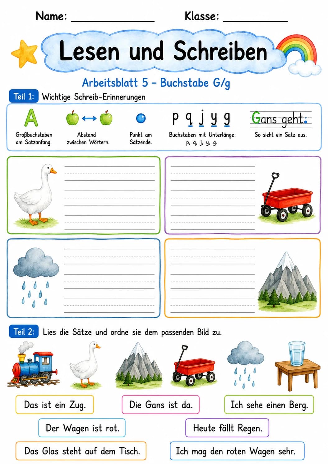 German Letter G Phonics Worksheets Pack page 5 printable worksheet preview