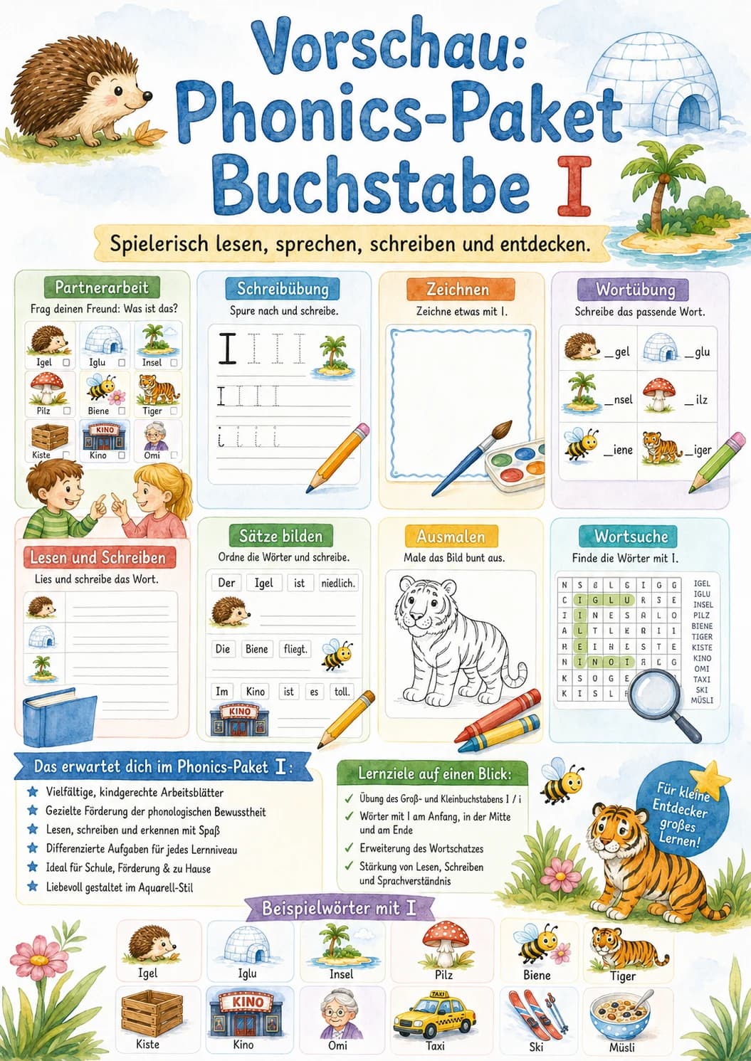 German Letter I Phonics Worksheets Pack page 2 printable worksheet preview