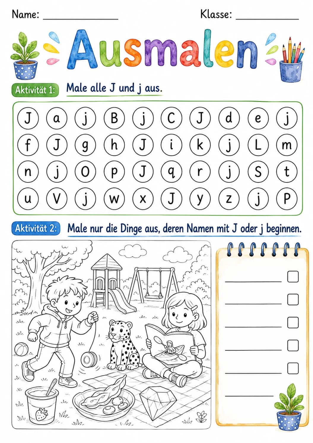 German Letter J Phonics Worksheets Pack page 4 printable worksheet preview