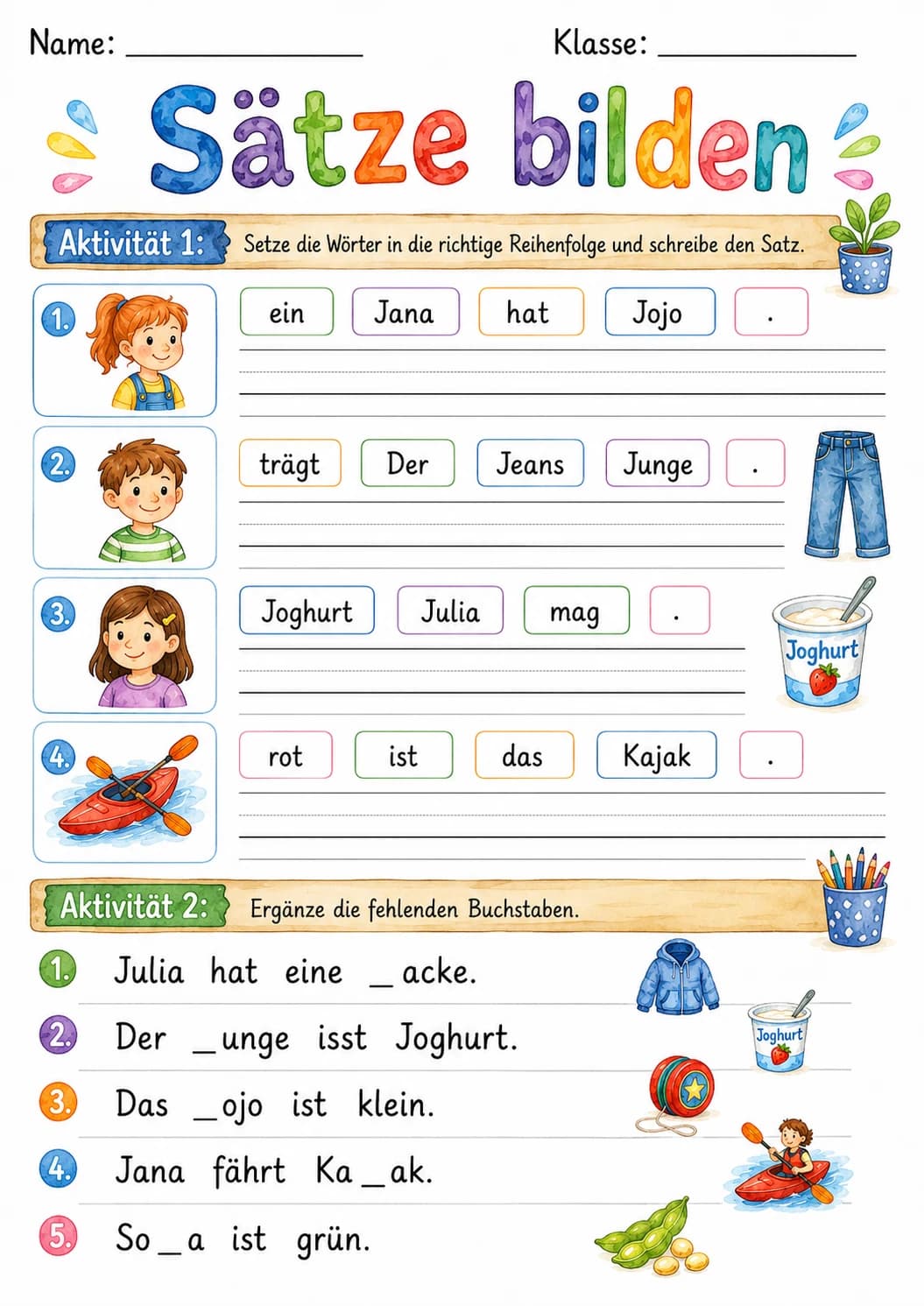 German Letter J Phonics Worksheets Pack page 5 printable worksheet preview