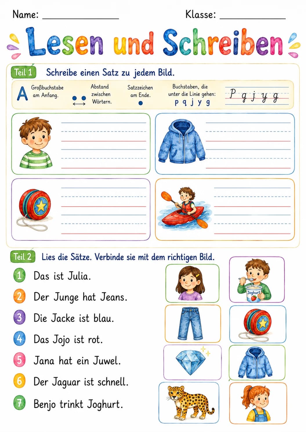 German Letter J Phonics Worksheets Pack page 8 printable worksheet preview