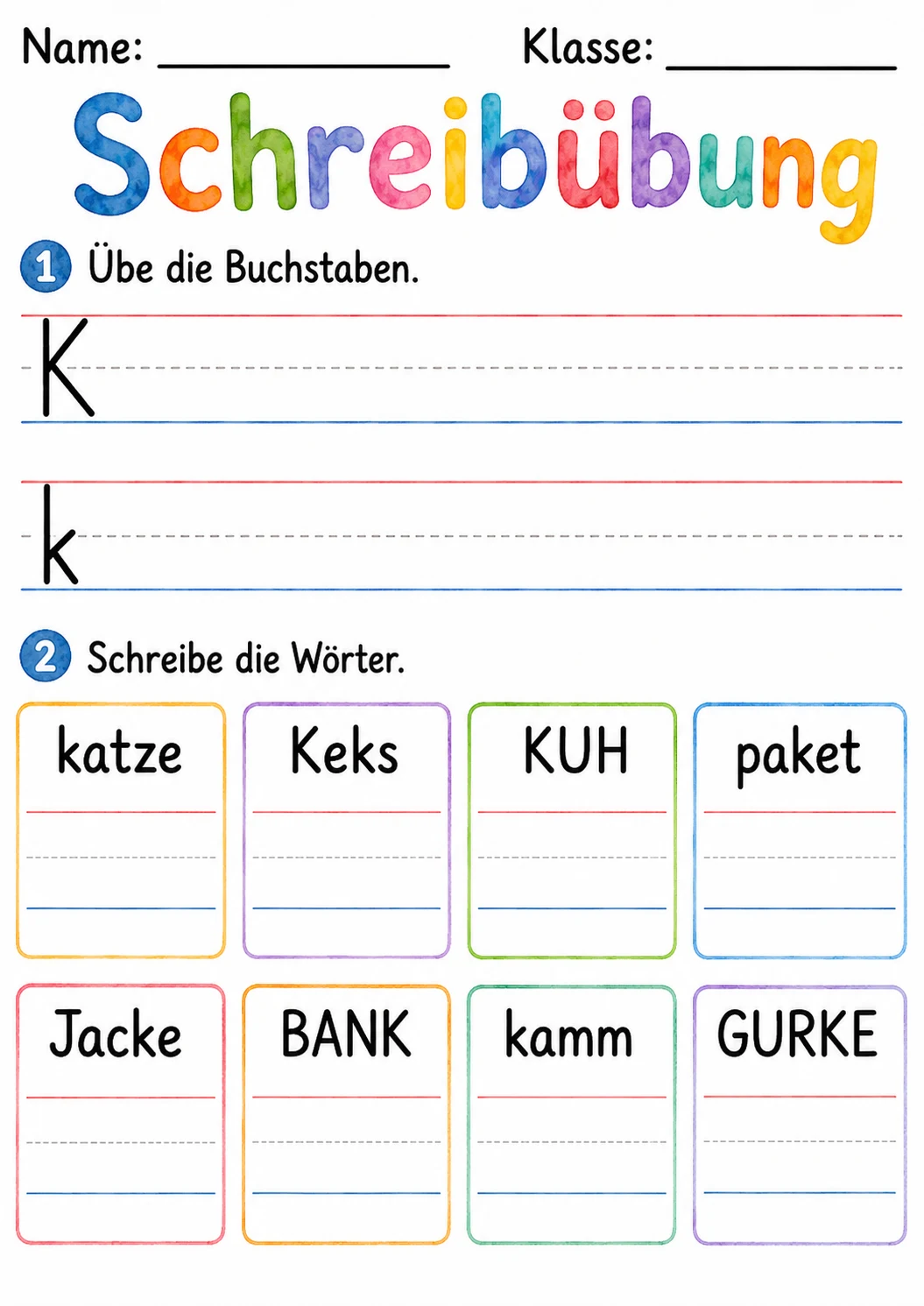 German Letter K Phonics Worksheets Pack page 6 printable worksheet preview