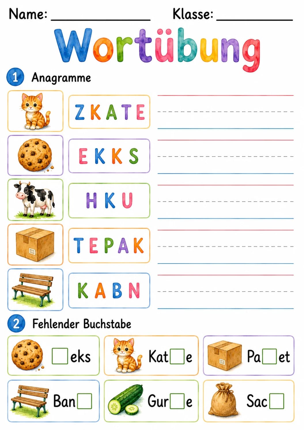 German Letter K Phonics Worksheets Pack page 8 printable worksheet preview