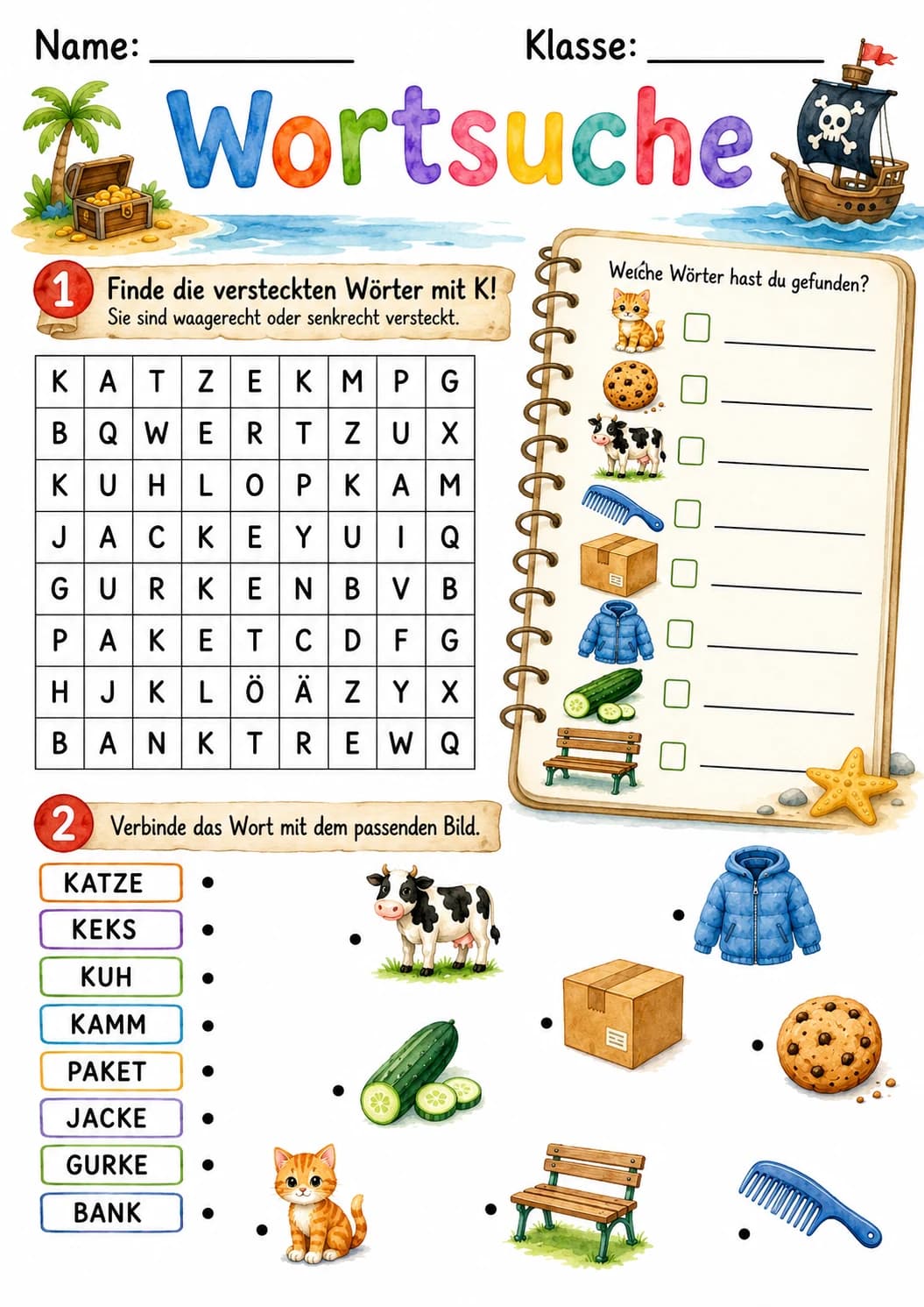 German Letter K Phonics Worksheets Pack page 9 printable worksheet preview
