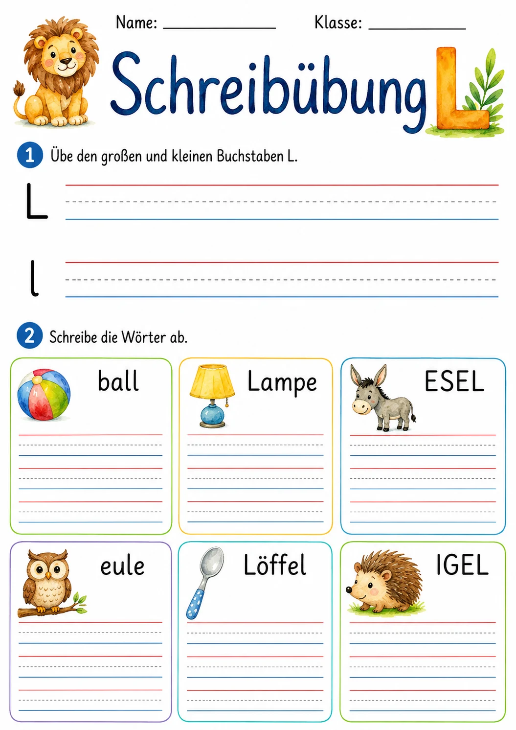 German Letter L Phonics Worksheets Pack page 5 printable worksheet preview