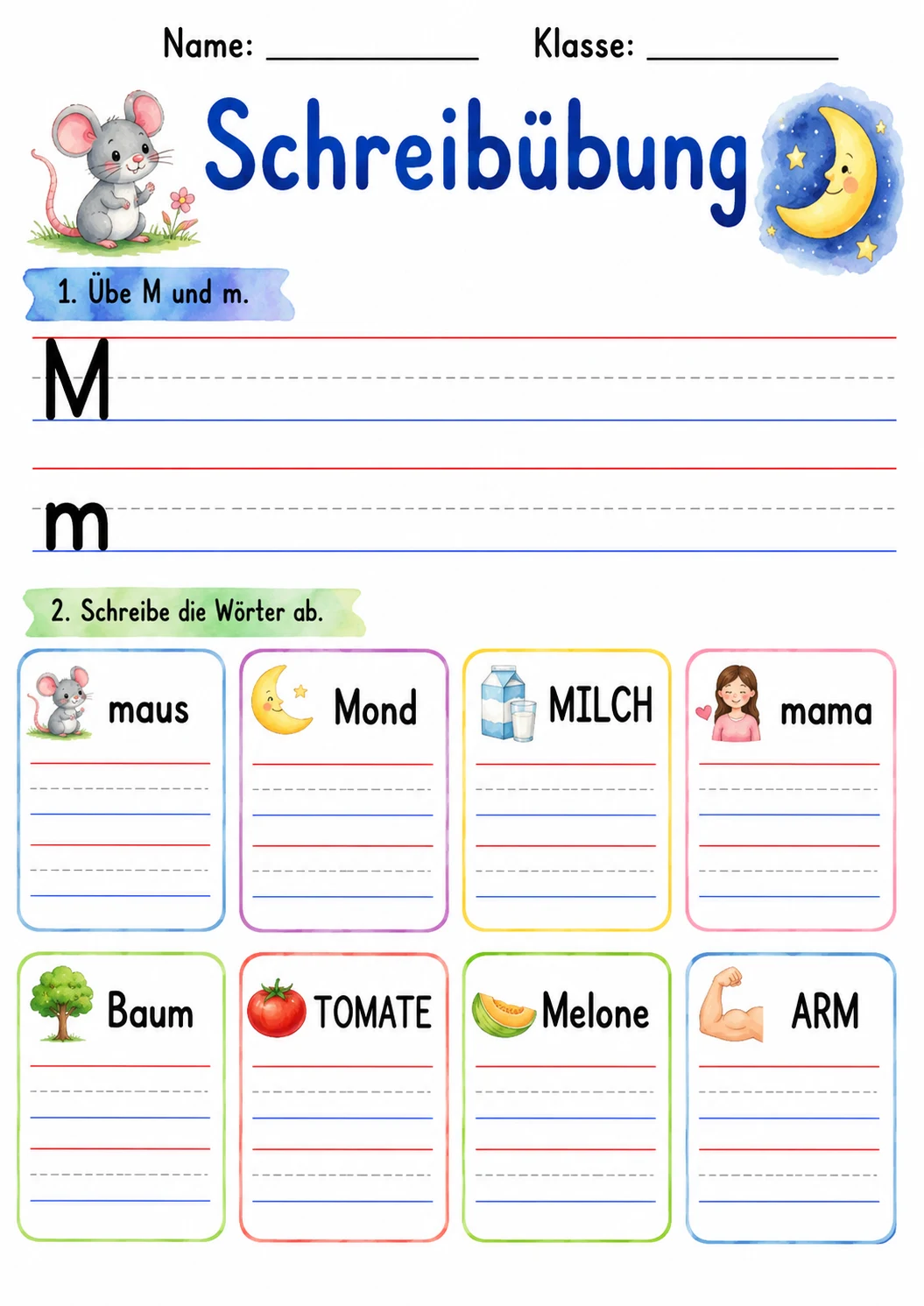 German Letter M Phonics Worksheets Pack page 3 printable worksheet preview