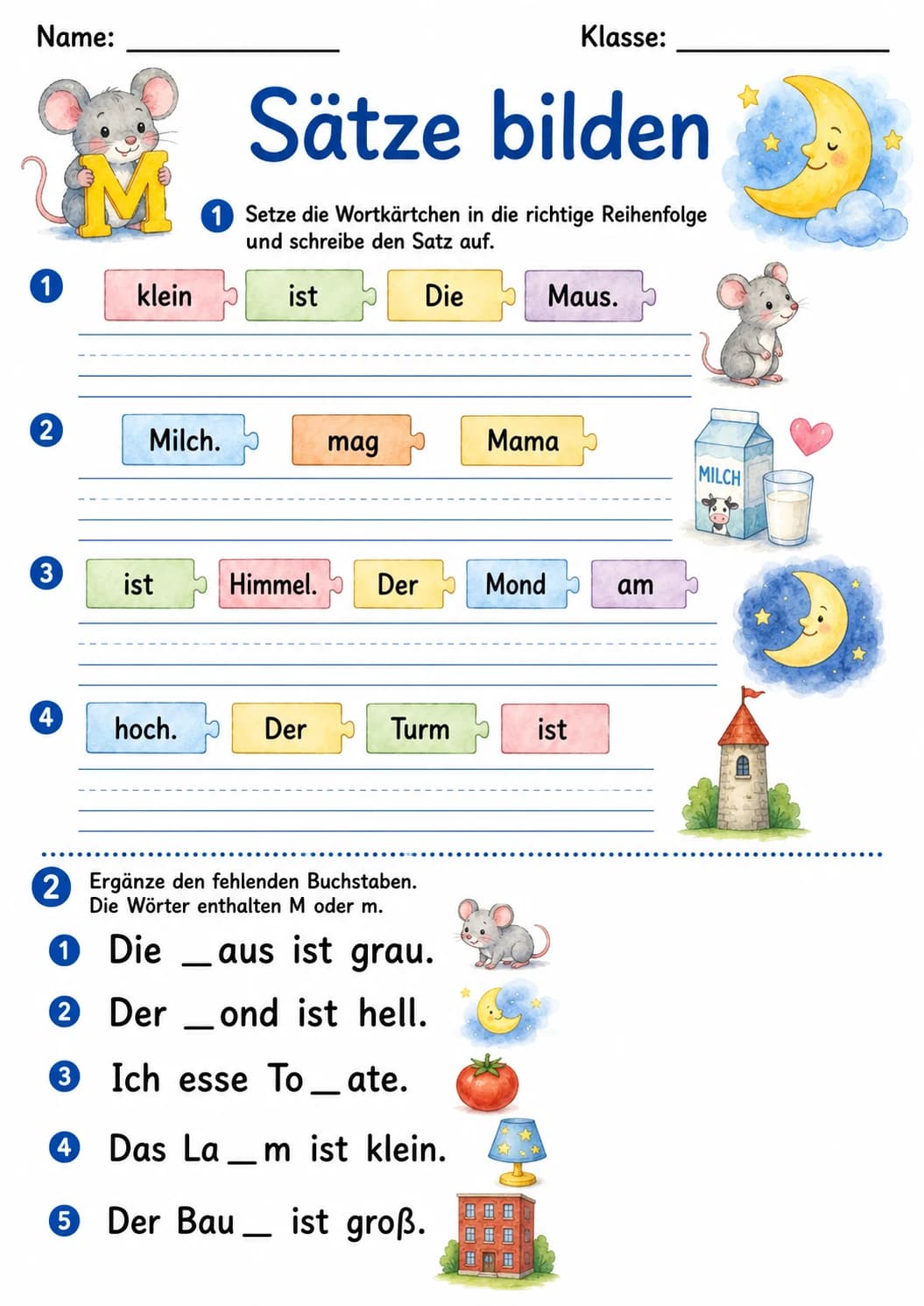 German Letter M Phonics Worksheets Pack page 5 printable worksheet preview