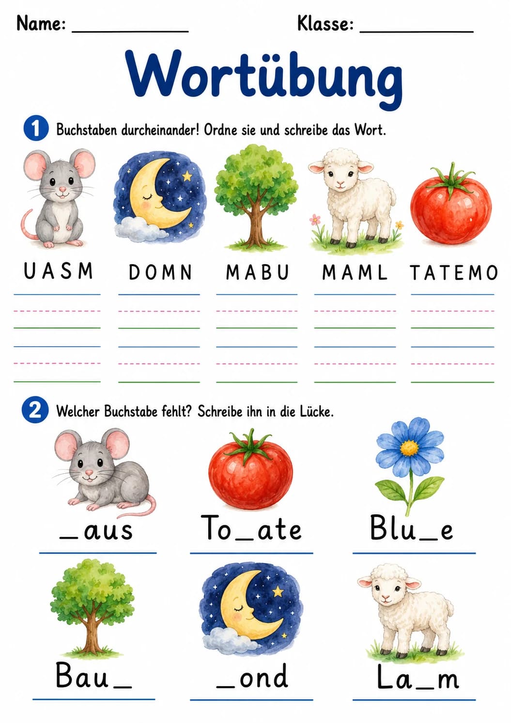 German Letter M Phonics Worksheets Pack page 7 printable worksheet preview