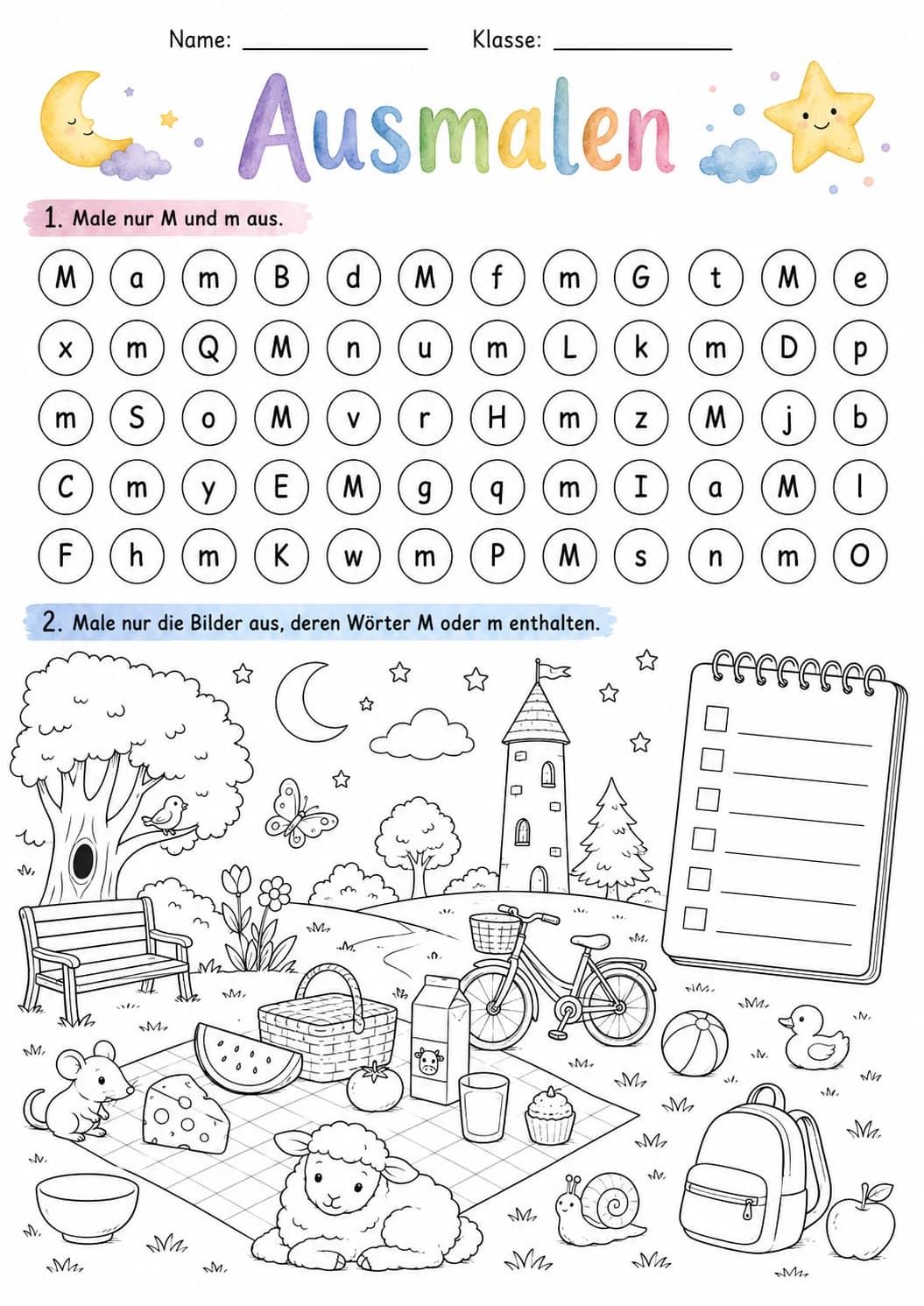 German Letter M Phonics Worksheets Pack page 8 printable worksheet preview