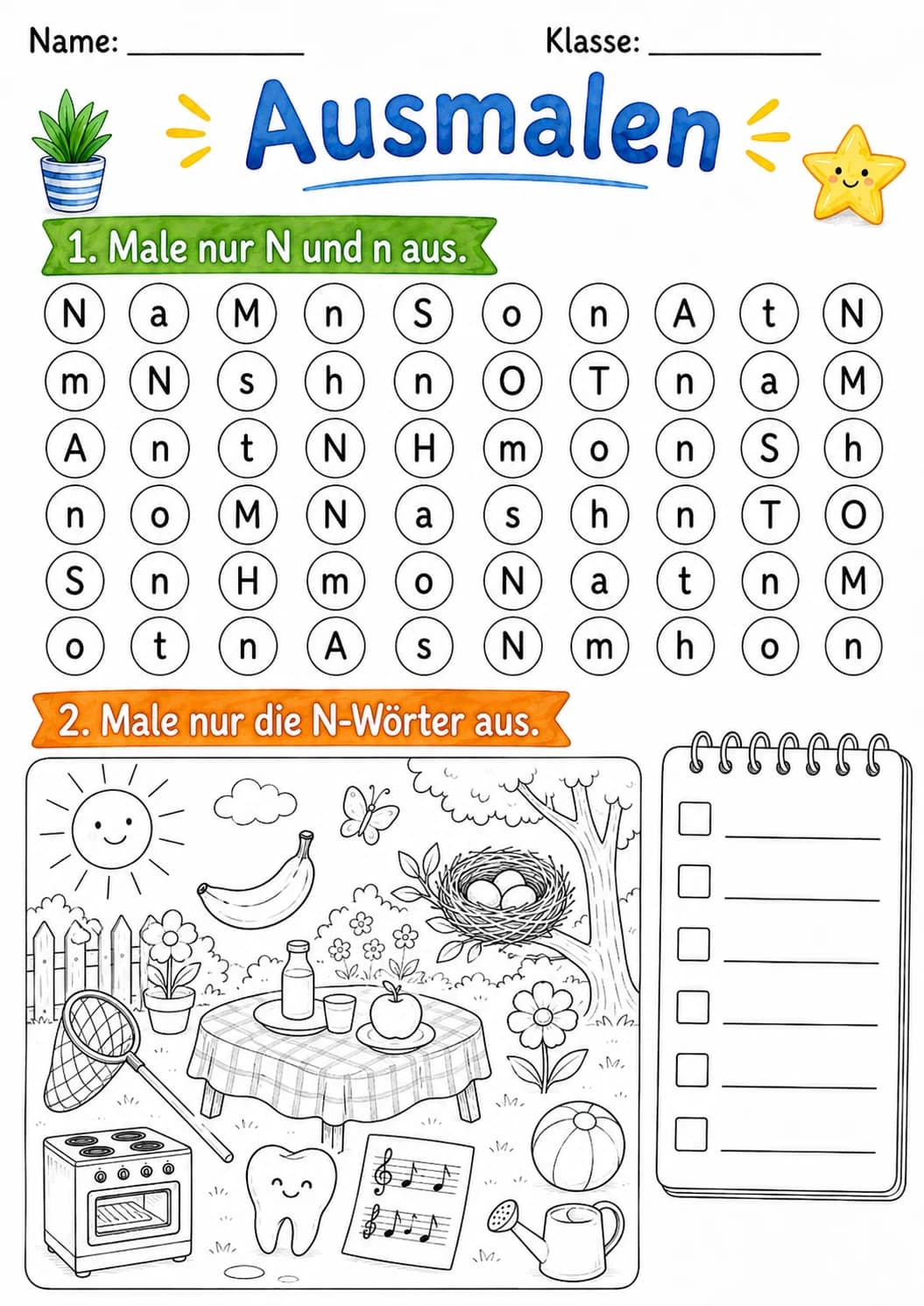 German Letter N Phonics Worksheets Pack page 4 printable worksheet preview