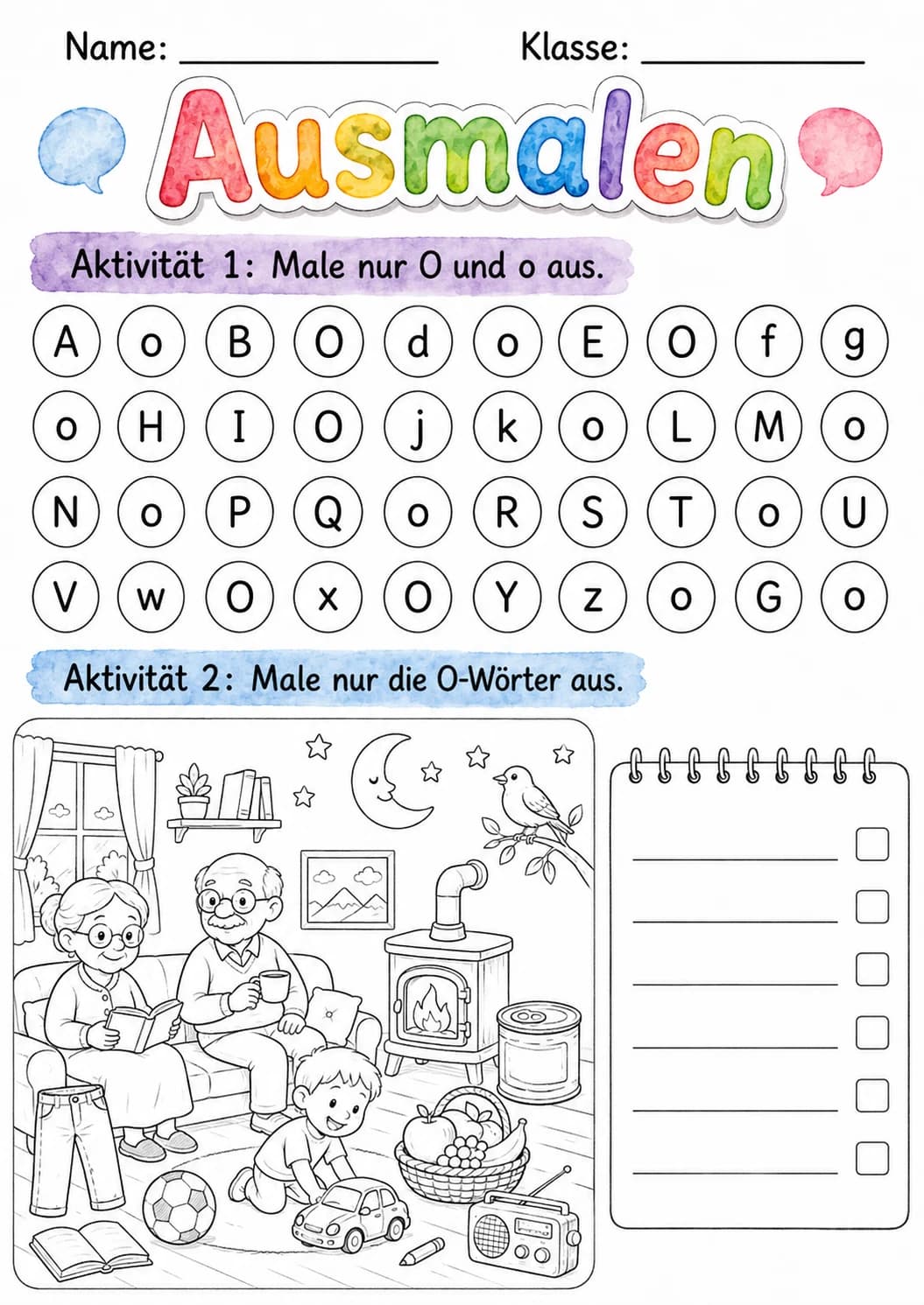 German Letter O Phonics Worksheets Pack page 4 printable worksheet preview