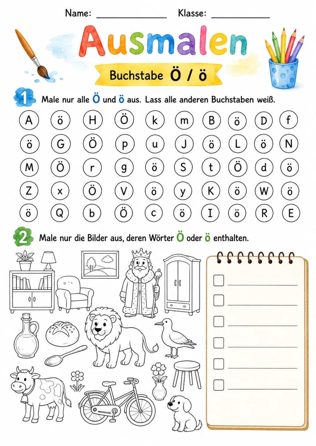German Letter O Umlaut Phonics Worksheets Pack page 2 printable worksheet preview