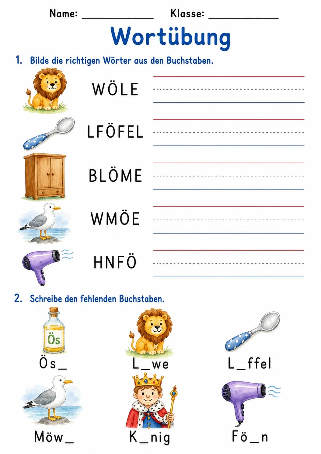 German Letter O Umlaut Phonics Worksheets Pack page 3 printable worksheet preview