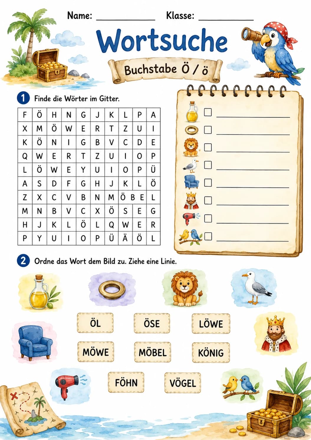 German Letter O Umlaut Phonics Worksheets Pack page 4 printable worksheet preview
