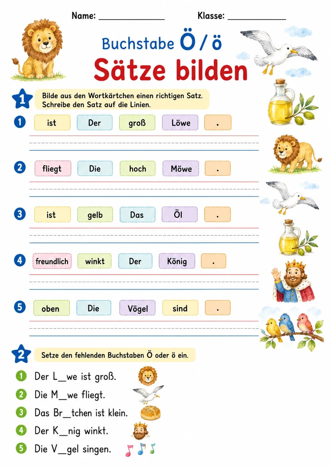 German Letter O Umlaut Phonics Worksheets Pack page 5 printable worksheet preview