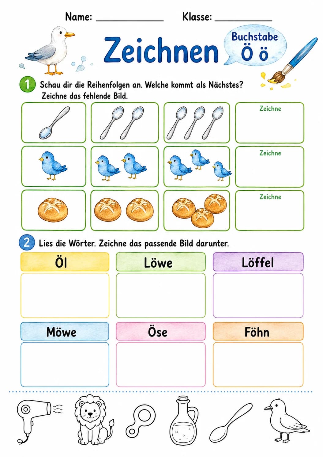German Letter O Umlaut Phonics Worksheets Pack page 8 printable worksheet preview