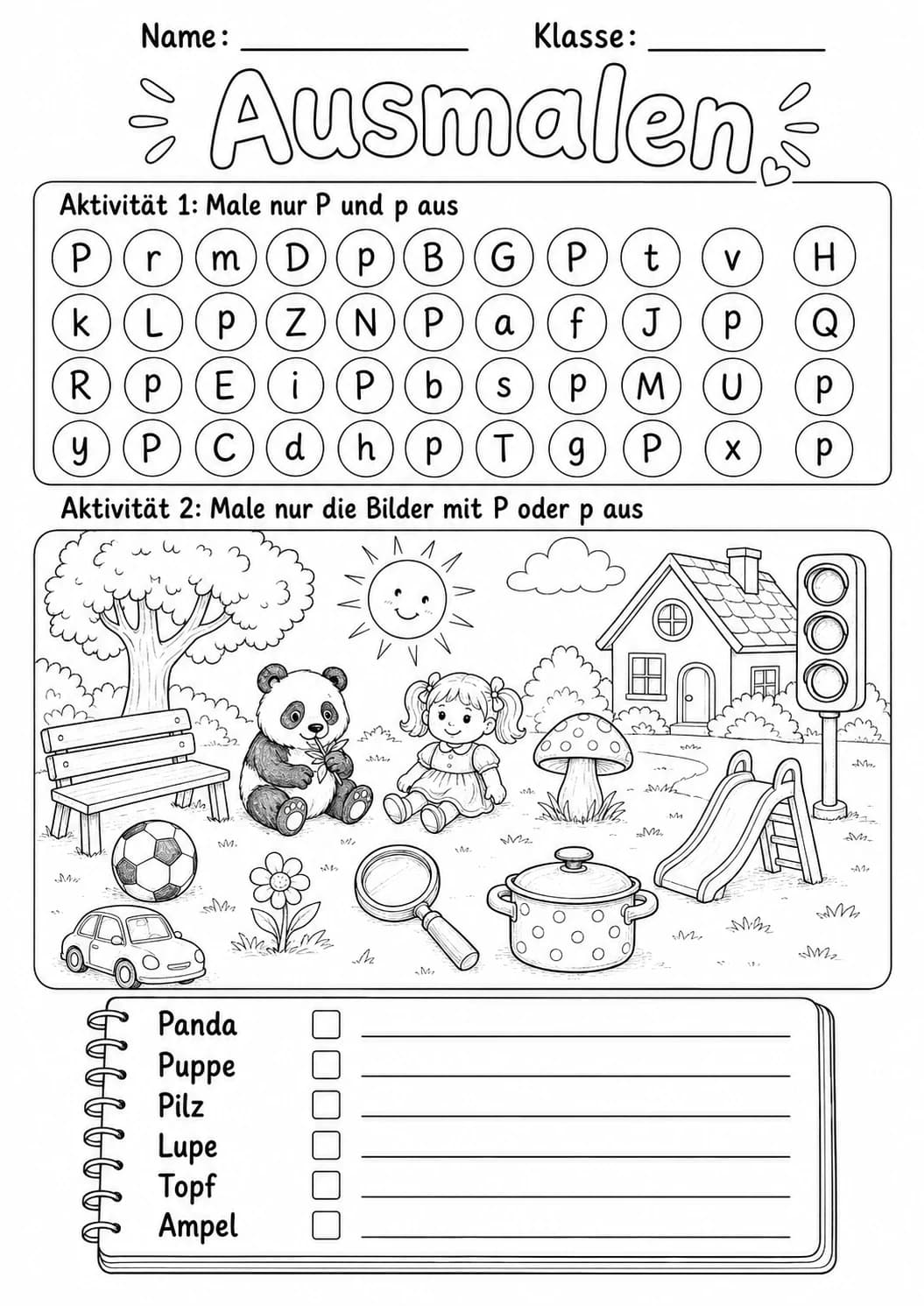 German Letter P Phonics Worksheets Pack page 2 printable worksheet preview