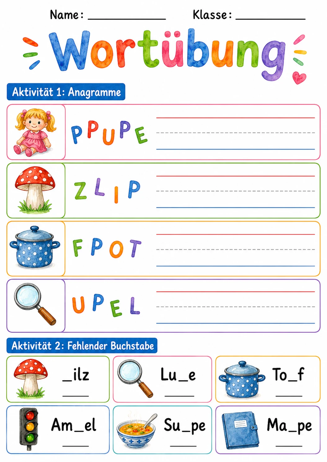German Letter P Phonics Worksheets Pack page 4 printable worksheet preview