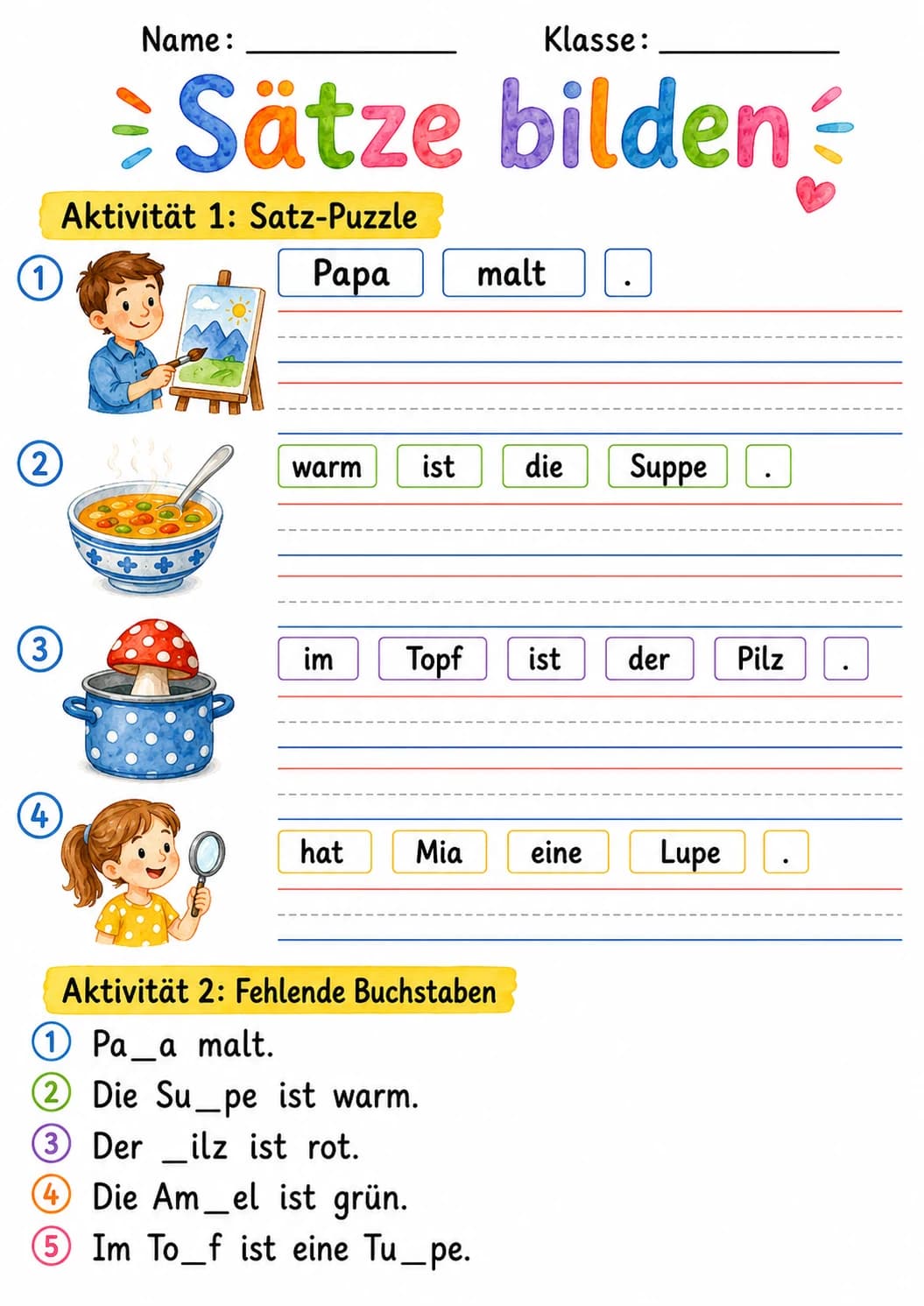 German Letter P Phonics Worksheets Pack page 7 printable worksheet preview