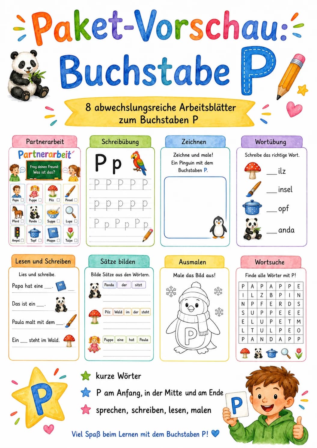 German Letter P Phonics Worksheets Pack page 9 printable worksheet preview