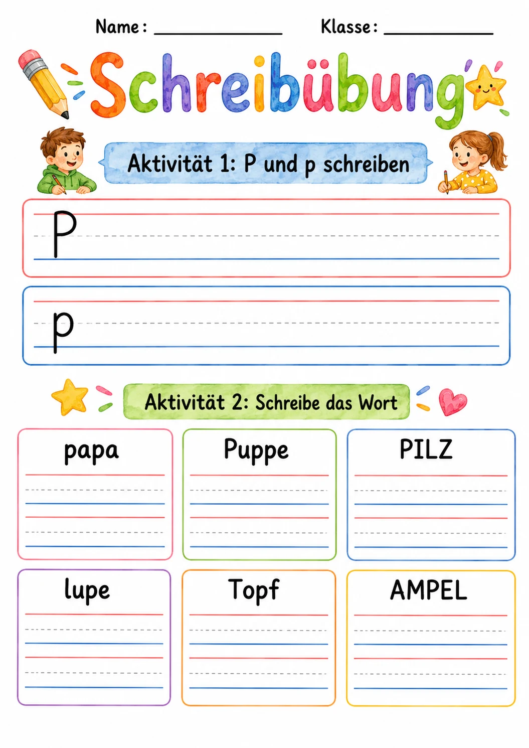 German Letter P Phonics Worksheets Pack page 10 printable worksheet preview