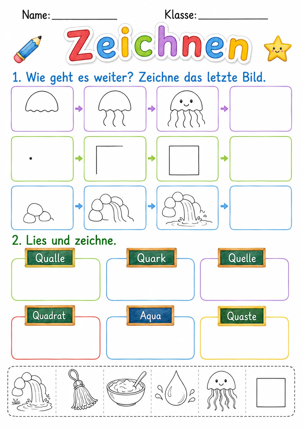 German Letter Q Phonics Worksheets Pack page 7 printable worksheet preview
