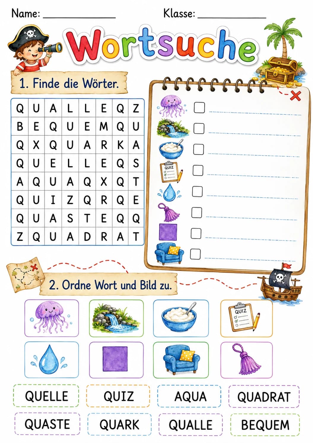 German Letter Q Phonics Worksheets Pack page 9 printable worksheet preview