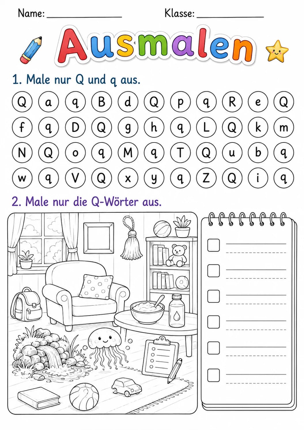 German Letter Q Phonics Worksheets Pack page 10 printable worksheet preview