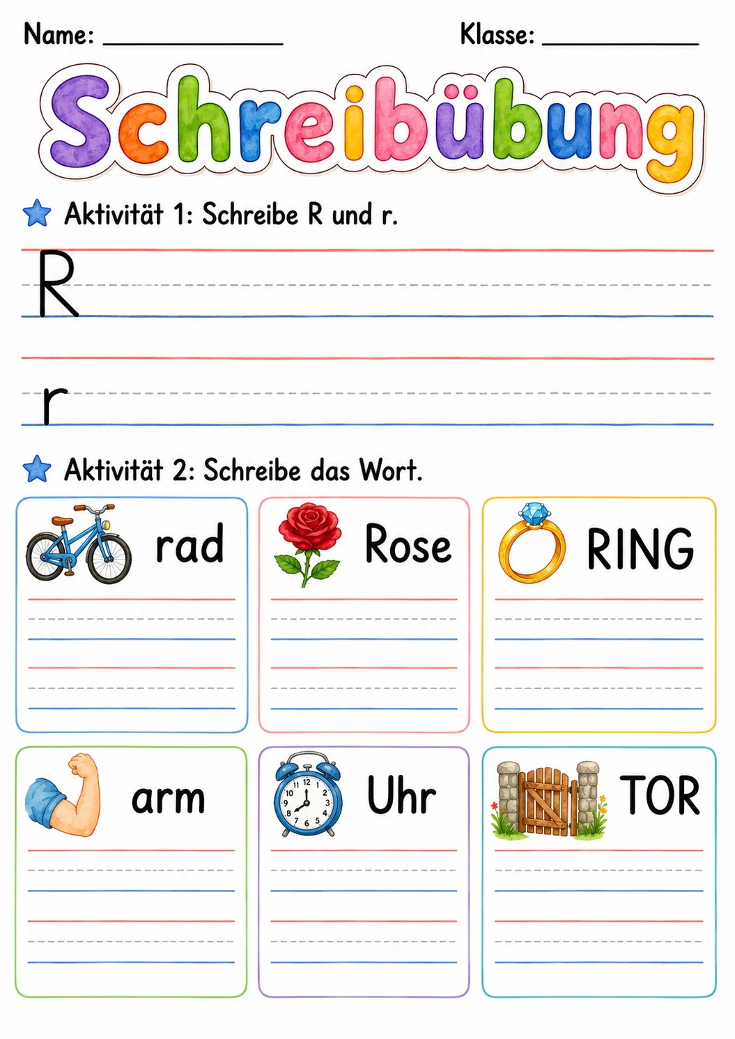 German Letter R Phonics Worksheets Pack page 8 printable worksheet preview
