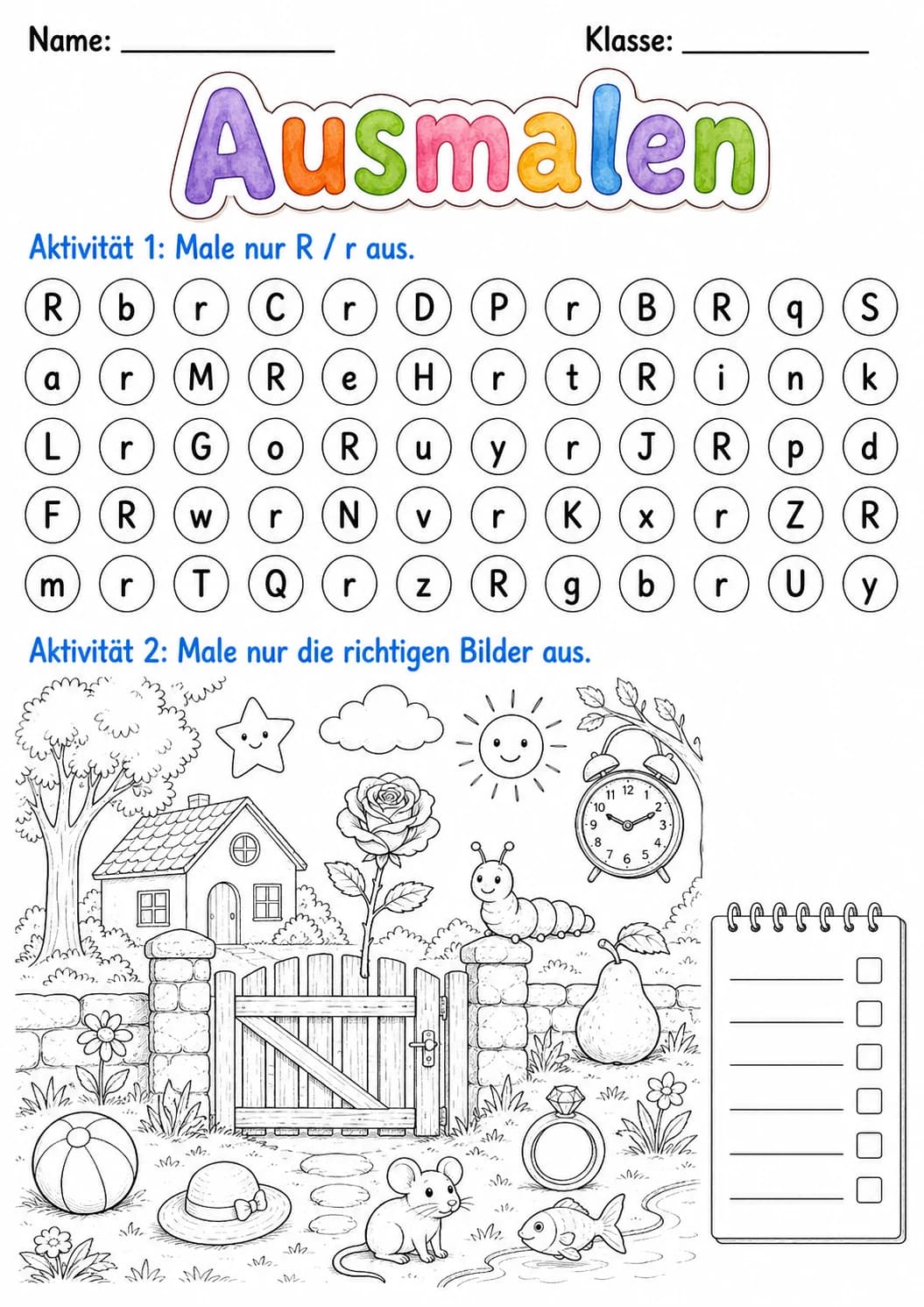 German Letter R Phonics Worksheets Pack page 9 printable worksheet preview