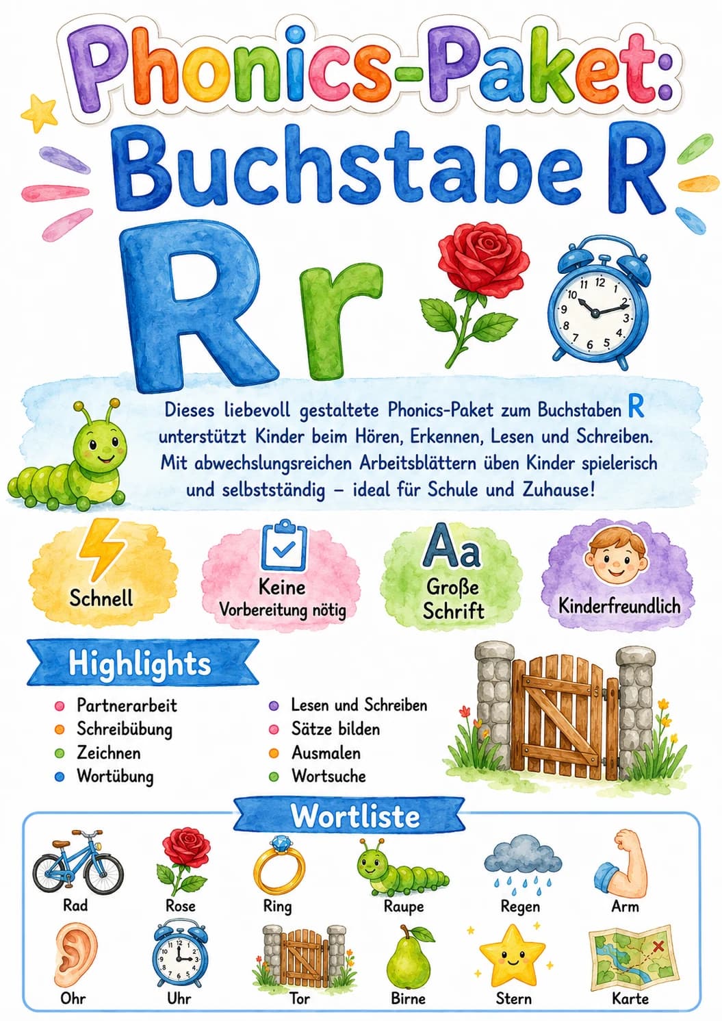German Letter R Phonics Worksheets Pack page 10 printable worksheet preview