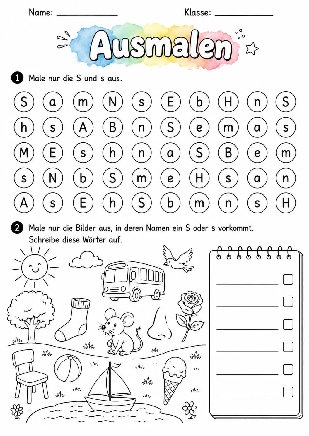 German Letter S Phonics Worksheets Pack page 4 printable worksheet preview