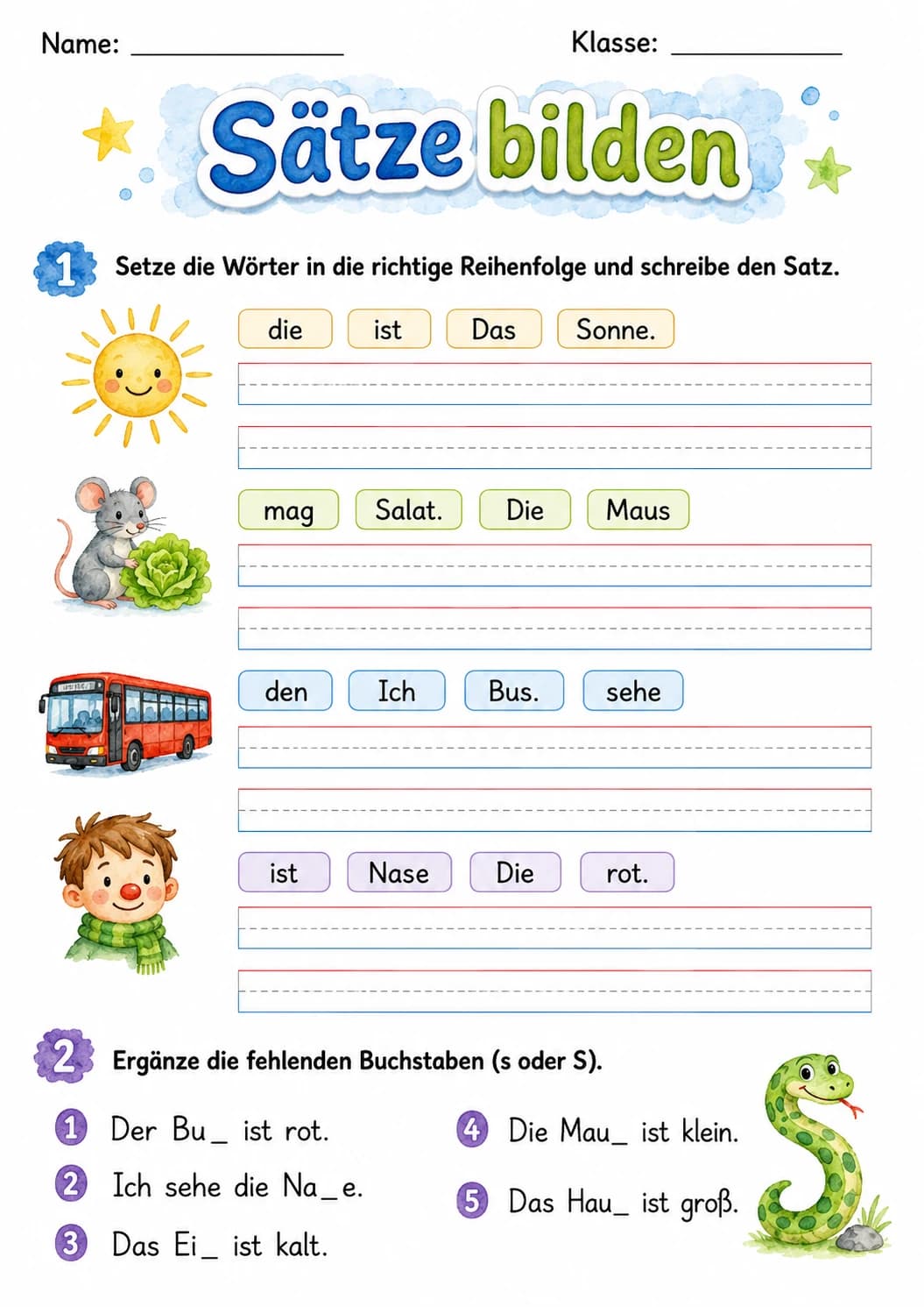 German Letter S Phonics Worksheets Pack page 6 printable worksheet preview