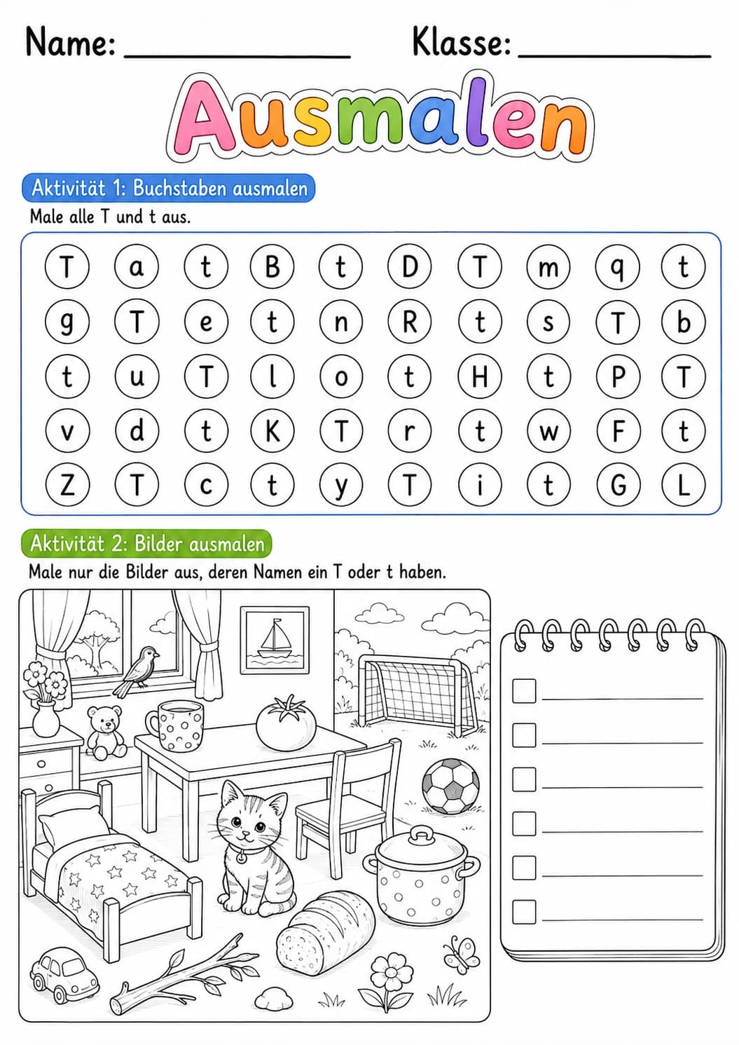 German Letter T Phonics Worksheets Pack page 2 printable worksheet preview