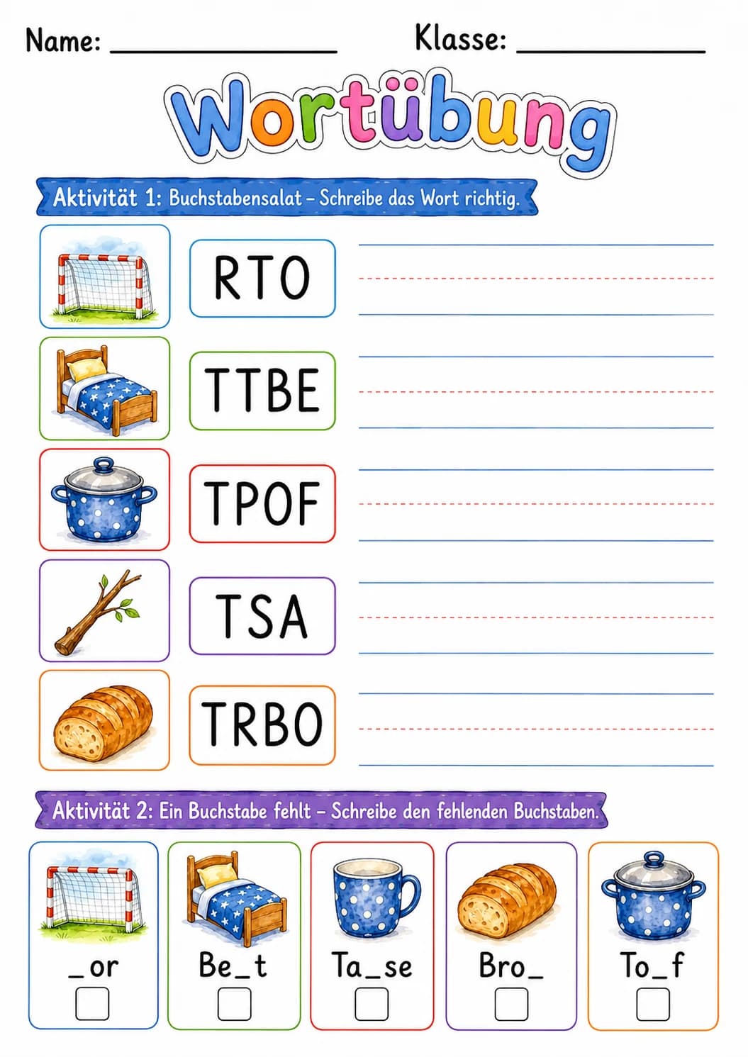 German Letter T Phonics Worksheets Pack page 7 printable worksheet preview