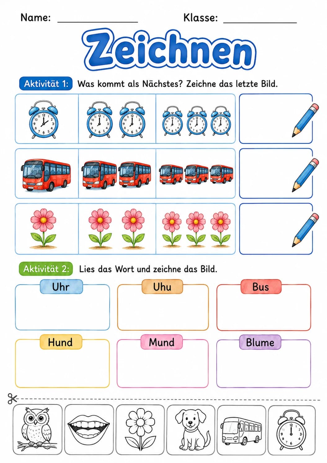 German Letter U Phonics Worksheets Pack page 4 printable worksheet preview