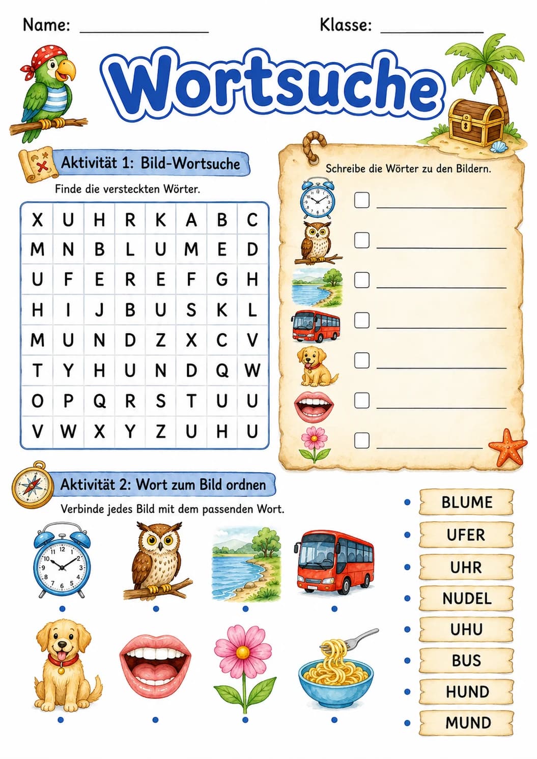 German Letter U Phonics Worksheets Pack page 5 printable worksheet preview