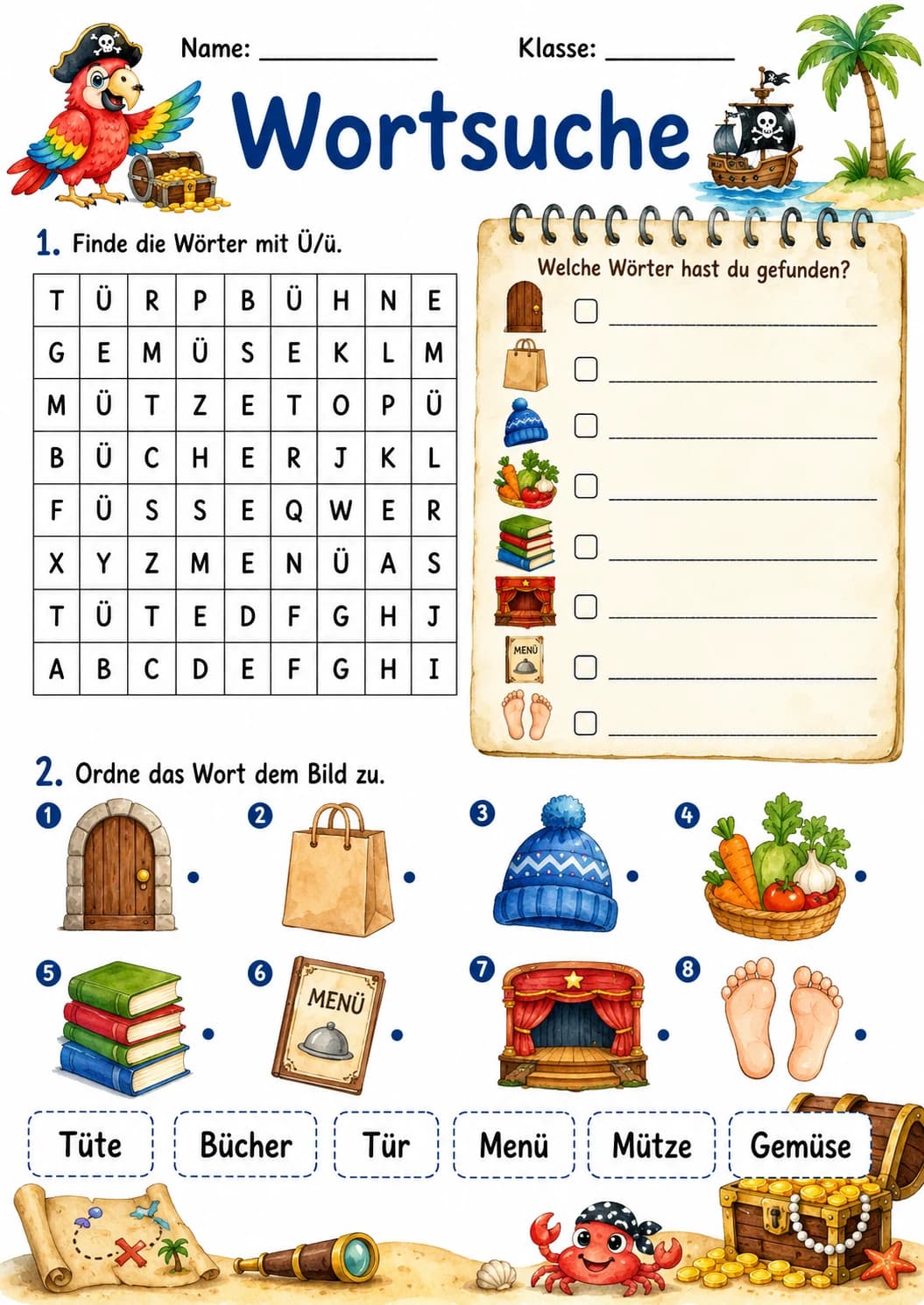 German Letter U Umlaut Phonics Worksheets Pack printable worksheet pack preview from KiwiBee