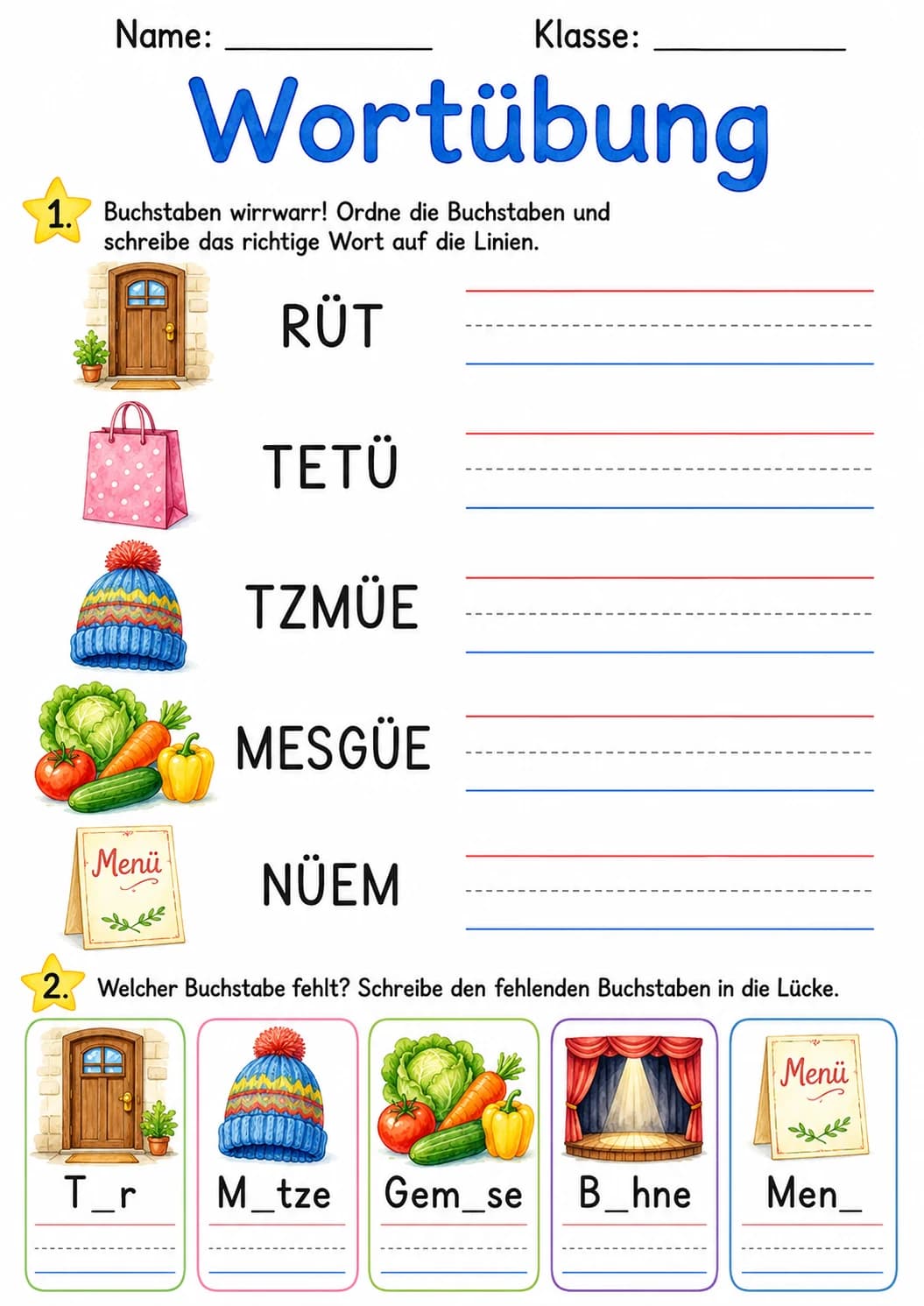 German Letter U Umlaut Phonics Worksheets Pack page 5 printable worksheet preview