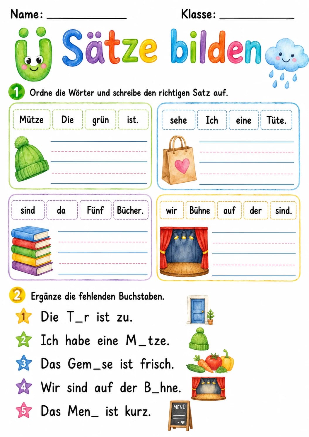 German Letter U Umlaut Phonics Worksheets Pack page 8 printable worksheet preview