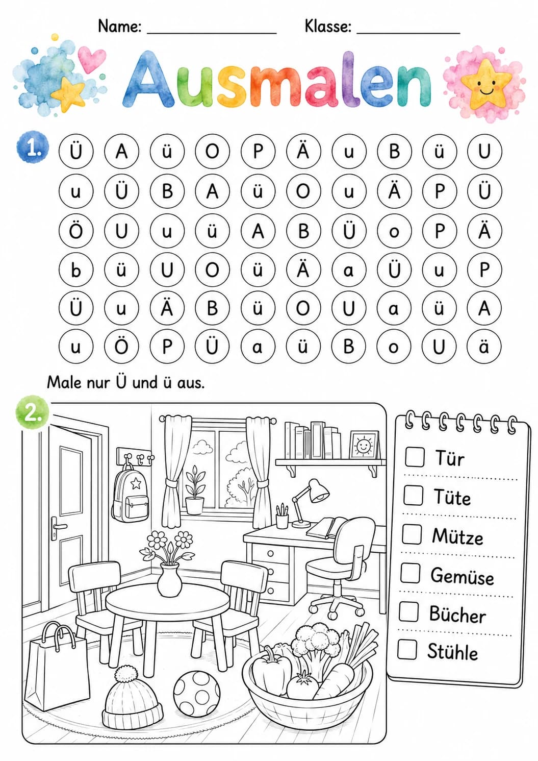 German Letter U Umlaut Phonics Worksheets Pack page 10 printable worksheet preview