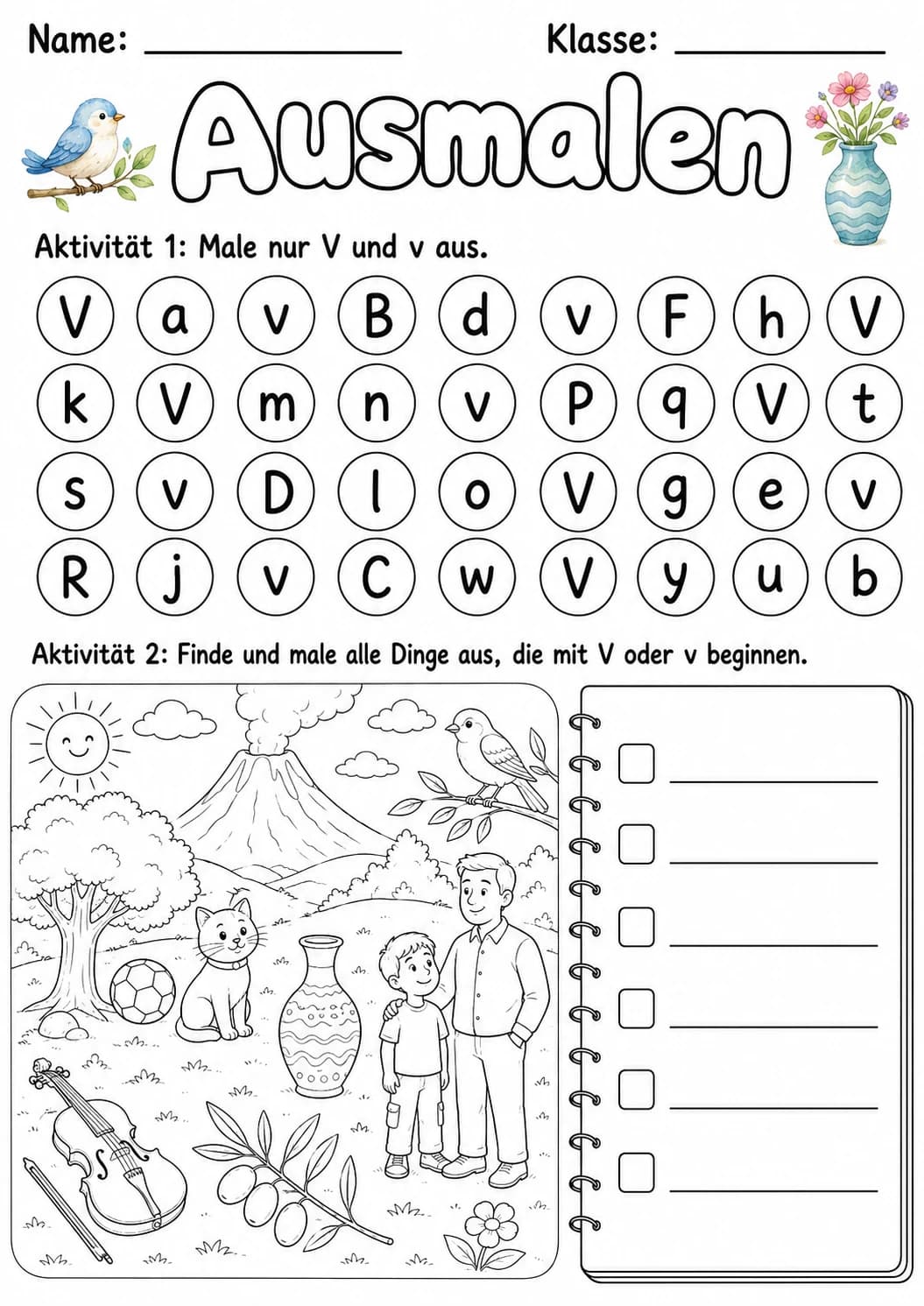 German Letter V Phonics Worksheets Pack page 7 printable worksheet preview