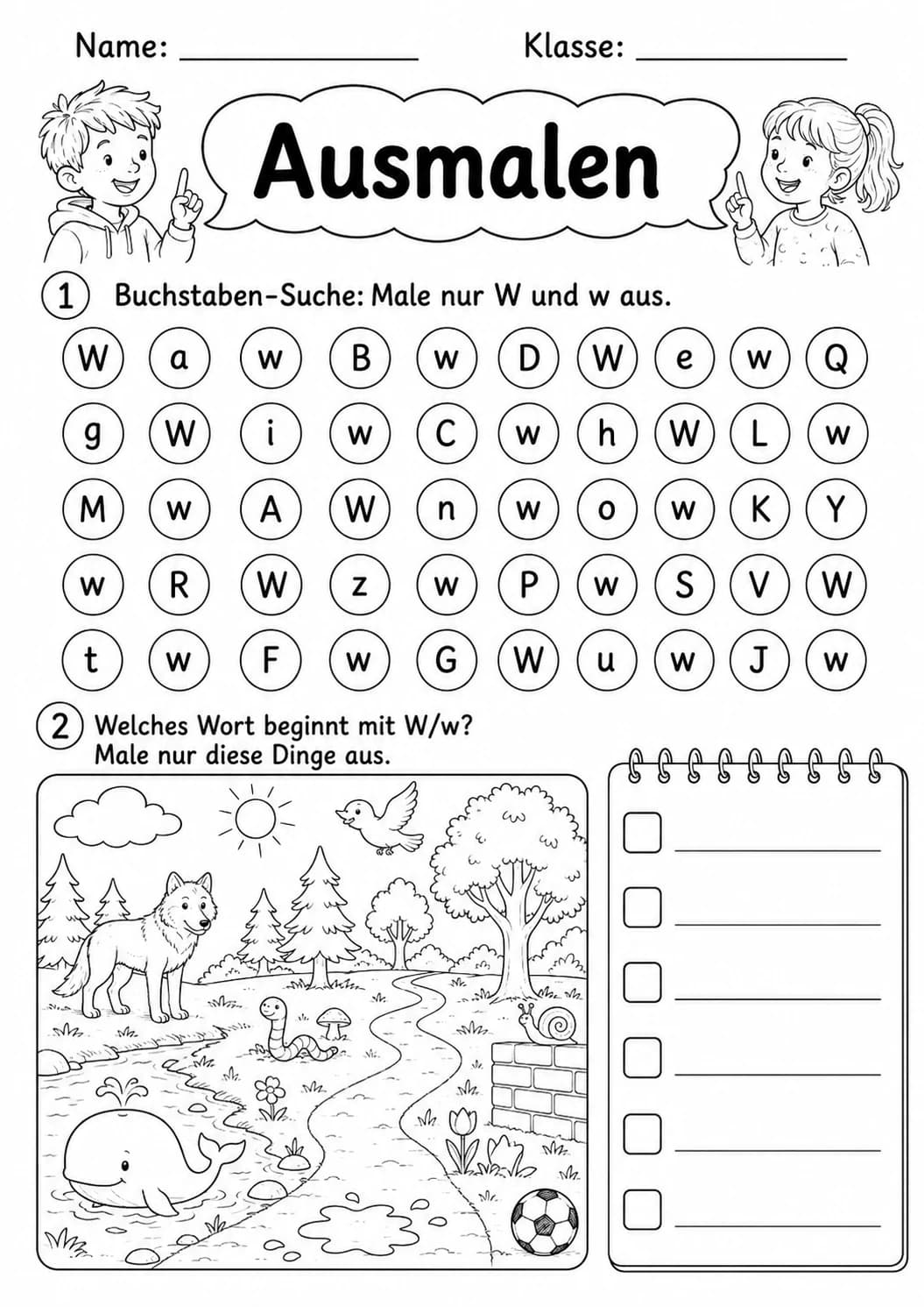 German Letter W Phonics Worksheets Pack page 8 printable worksheet preview