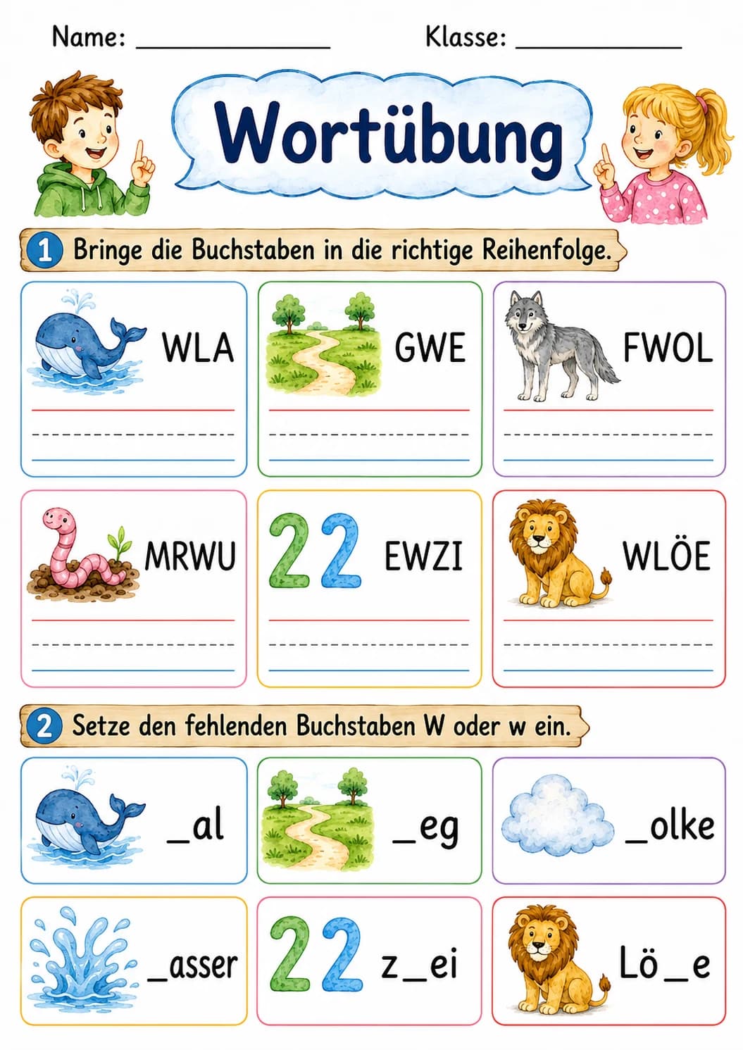 German Letter W Phonics Worksheets Pack page 10 printable worksheet preview