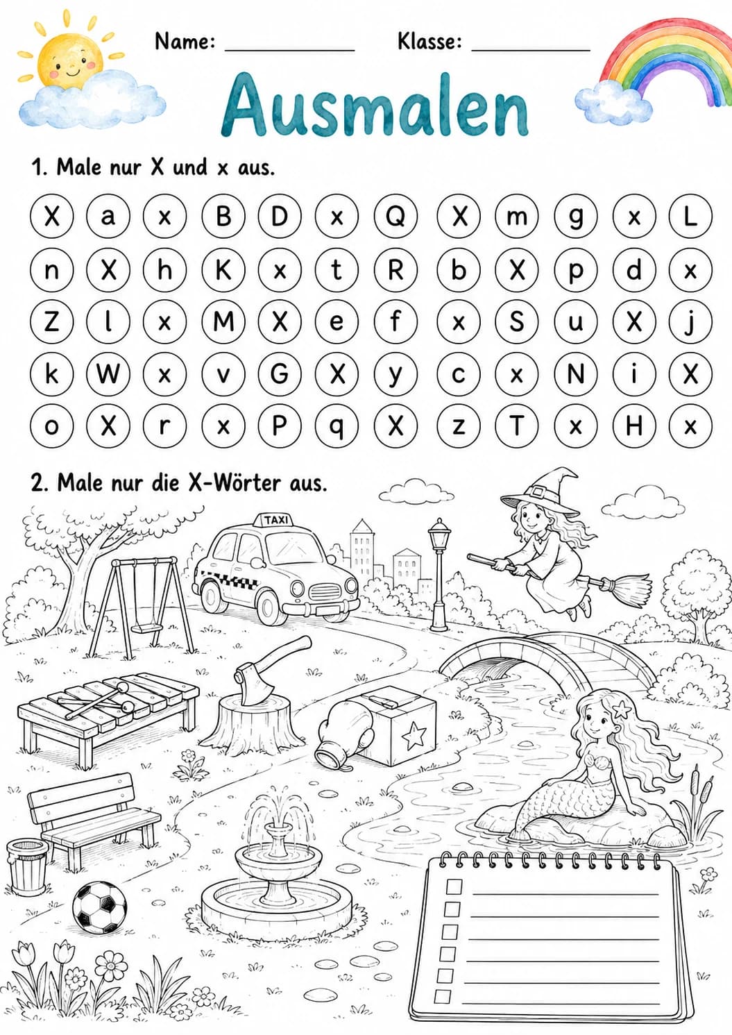 German Letter X Phonics Worksheets Pack page 4 printable worksheet preview