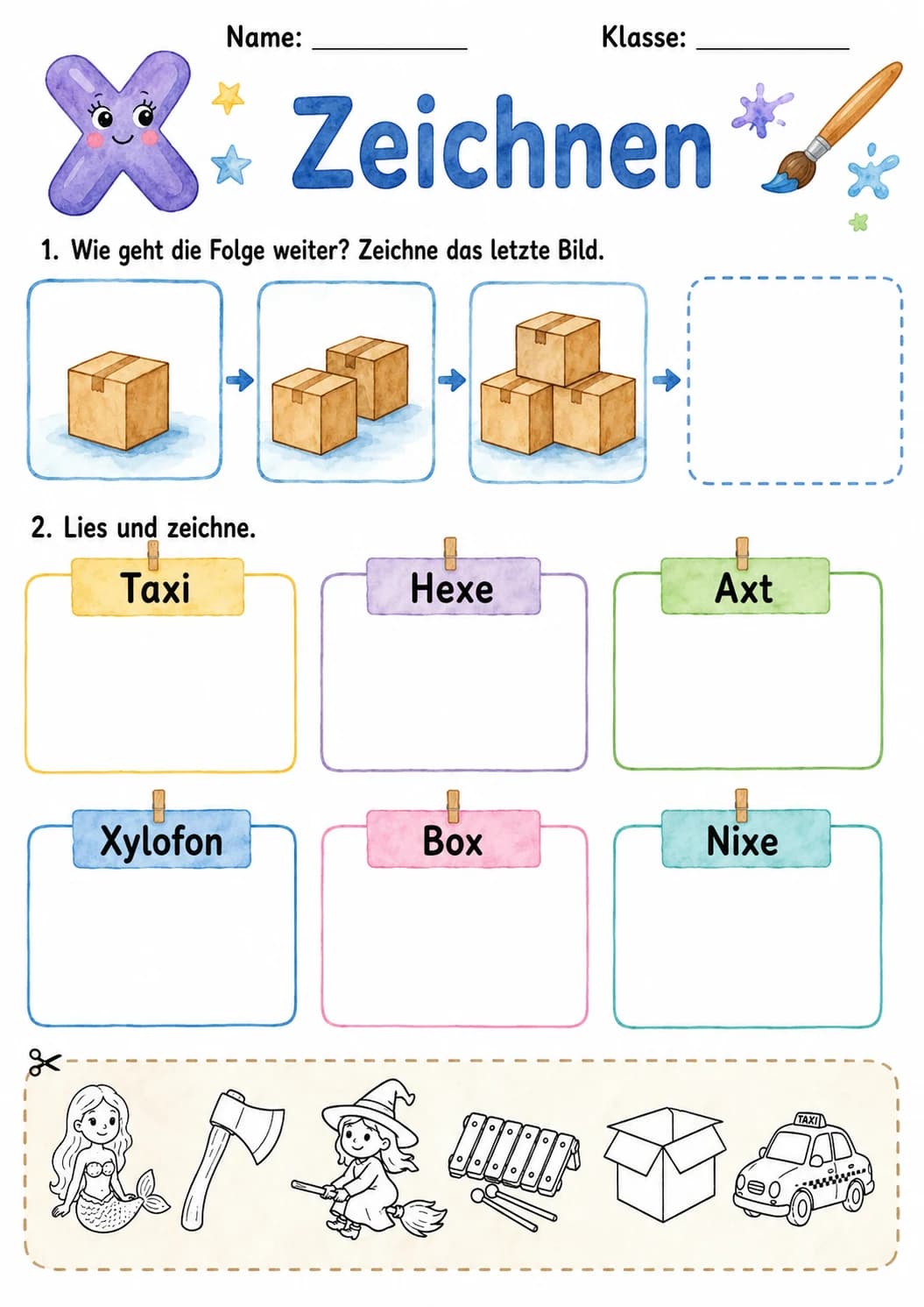 German Letter X Phonics Worksheets Pack page 5 printable worksheet preview