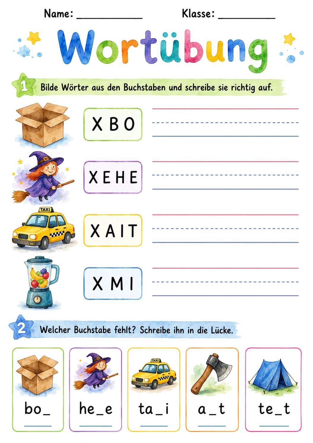 German Letter X Phonics Worksheets Pack page 6 printable worksheet preview