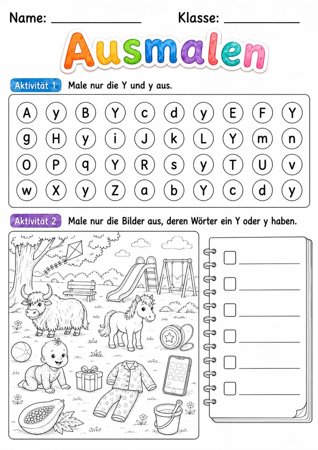 German Letter Y Phonics Worksheets Pack page 4 printable worksheet preview