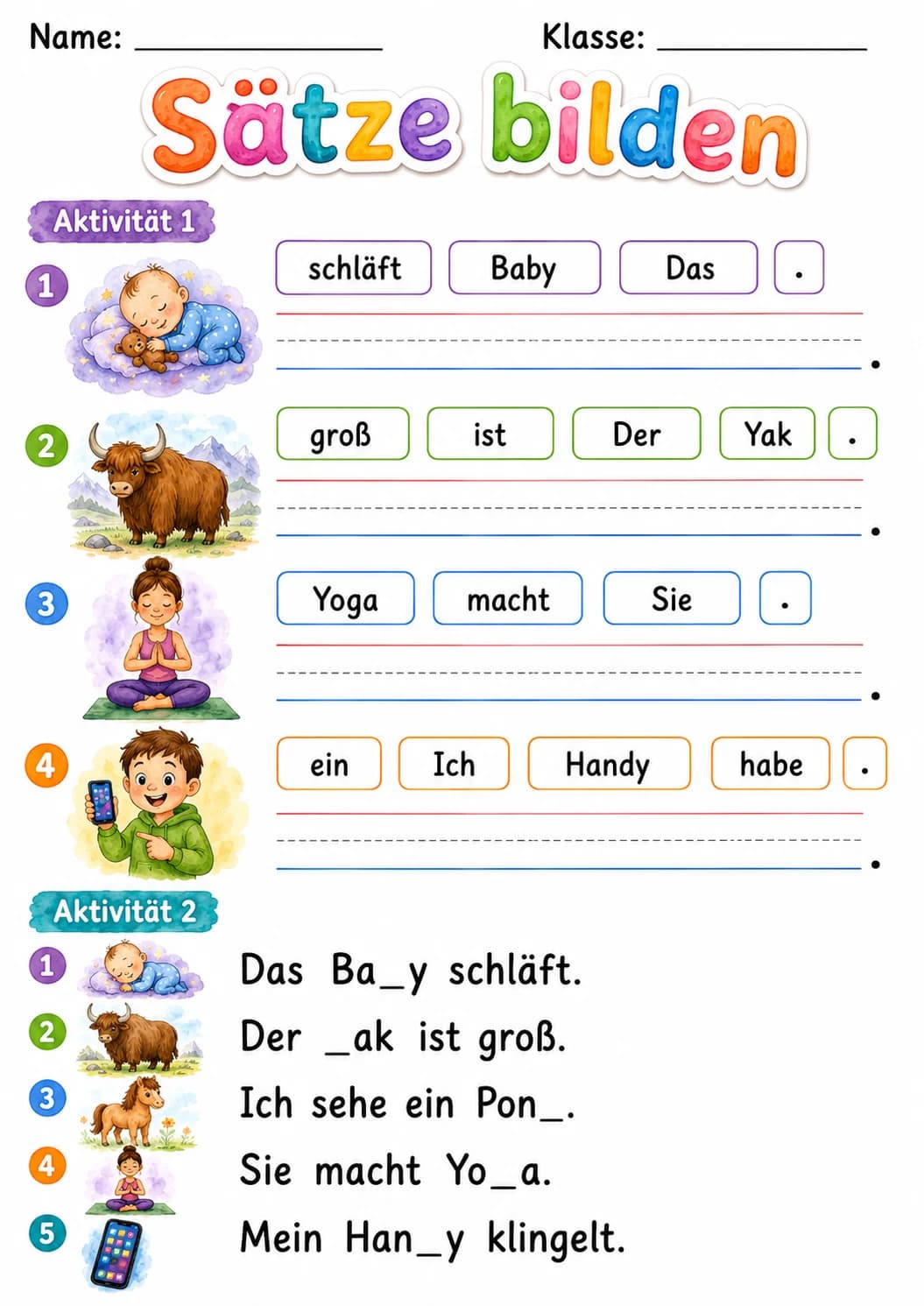 German Letter Y Phonics Worksheets Pack page 6 printable worksheet preview
